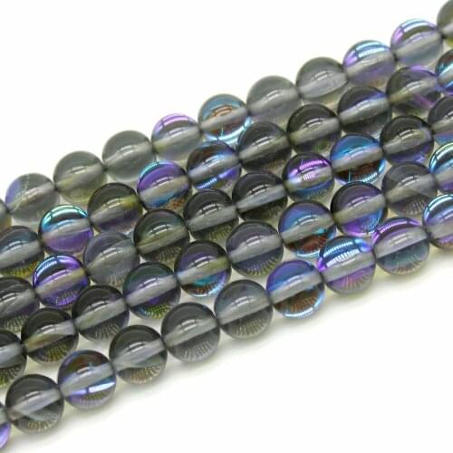 Labradorite stone beads Synthetic Flash glass Stone 6/8/10MM Round Loose beads for jewelry making bracelet DIY