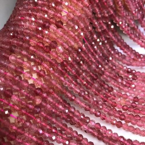 Strawberry Quartz 5mm Natural Gemstone Bead Facted Round for Jewelry Making Necklace Earring 15inch ICNWAY