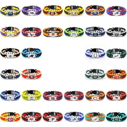 American Football Team Cowboy Steeler Chief Hand Woven Parachute Cord DIY Outdoor Sport Bracelet Bangles Jewellery