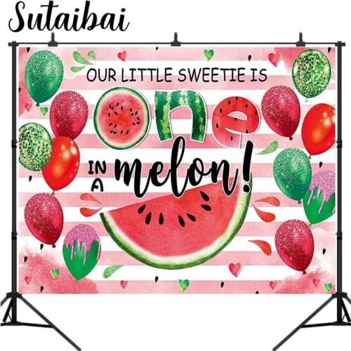 Red One In A Melon Backdrop Watermelon Summer Fruit Background Girls 1st Birthday Baby Shower Party Supplies Photobooth Props