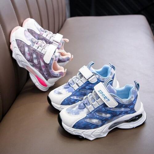 Kids Pu Leather Non-Slip Flats Running Shoes Children Fashion Casual Breathable Sneakers Girls Boys Mesh Toddlers Sports Shoes