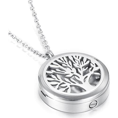 Tree of Life Cremation Urn Pendant Necklace For Ashes Oil Locket Diffuser 2 Use Memorial Ash Keepsake Urns For Pet/Human Jewelry