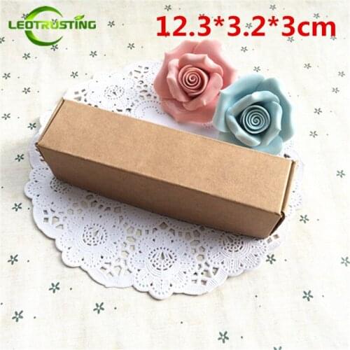 Leotrusting 50pcs 12.3*3.2*3cm Brown Kraft Paper Box Natural Kraft Paper Gift Packaging Box Handmade Candy Paper Cardboard Box