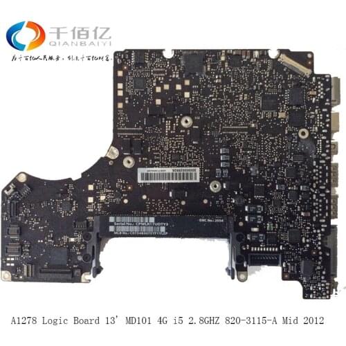 Laptop Motherboard For MacBook Pro A1278 Logic Board 13' MD101 4G i5 2.8GHZ 820-3115-A Mid 2011