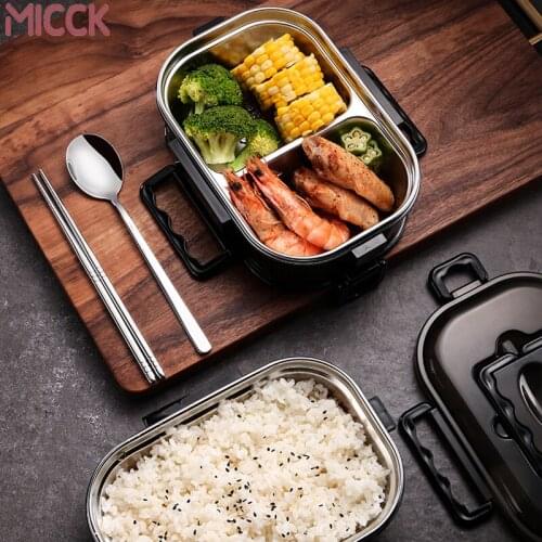 MICCK Portable Office Worker Lunch Box New 304 Stainless Steel Sealing Leakproof Bento Box Kitchen Insulation Food Container