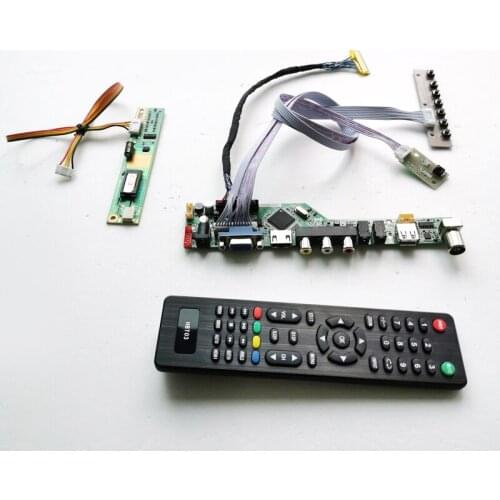 For B141EW01 V3 V4 T.V56 drive card board keyboard+Remote+Inverter LCD panel monitor VGA USB AV RF LVDS 1CCFL 30Pin DIY kit