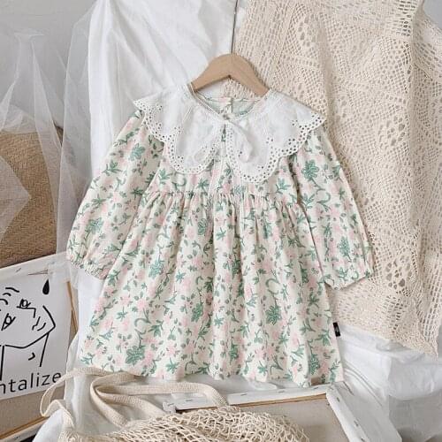 Princess Autumn Dress Girls' Floral Dress 2020 New Korean Long Sleeve Dress dress for girls kids dress