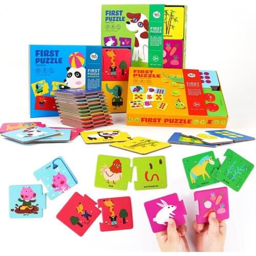 Early Childhood Education Puzzle Jigsaw Pairing Combination Cognitive Card Toy English Word Cognitive Puzzle Cartoon Card Toy