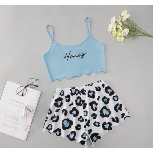 Summer Womens Sleepwear Cute Cartoon Print Short Set Pajamas for Women Pajama Set Sweet Short Sleeve V-Neck & Shorts Pijama