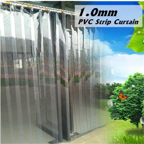 PVC Plastic Strip Curtain Freezer Room Door Strip Kit Hanging Rail Transparent Curtains Windproof Heat Cold Resist 200*18*0.1cm