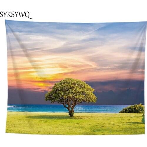 Beach tapestry tree hippy decor wall hanging carpet new arrival picnic blanket sunset clouds wall cloth