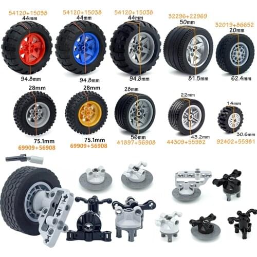 Suspension Steering Wheel Hub Technical MOC Parts Gear Reduction DIY Building Blocks 35189 92909 Tire Car Track Drive Bricks