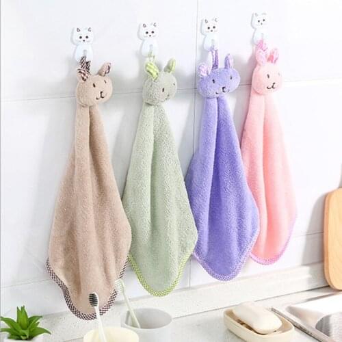 Hanging Quick-Drying Face Hand Towel Coral Velvet Soft Wipe Dishcloths Home Kitchen Cleaning Absorbent Wash Cloth