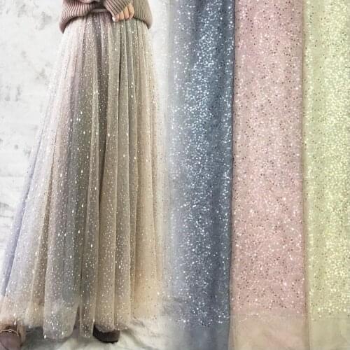 Multicolor Fashion Lace Sequined Mesh Fabric For Dress Skirt Tulle Fabric 5Yards/lot
