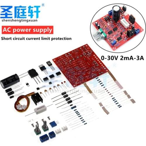 0-30V 2mA-3A DC Regulated Power Supply, DIY Kit, Adjustable DC Current Limited Protection, Voltage Regulator