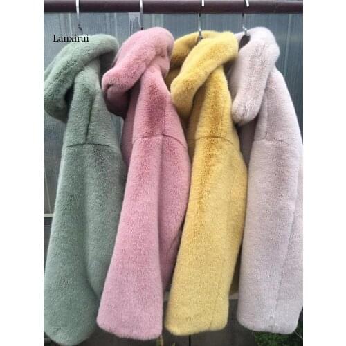 Autumn winter coat women warm thick fur coat Female Faux rabbit fur casual Women fur jacket