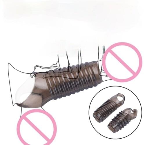 Silicone Reusable Penis Sleeve Strapon Delayed Ejaculation Chastity Device Lock Sperm Erection Sex Toys For Men Bondage Gear