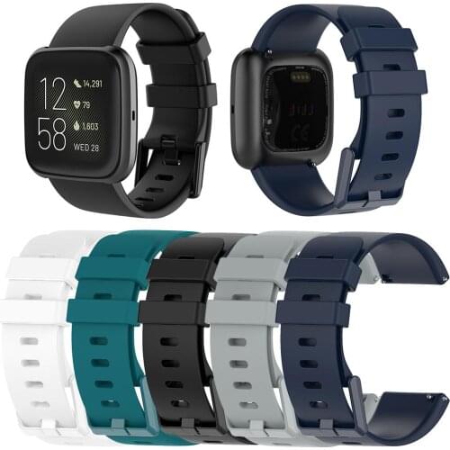 Sport Watch TPE Band Wrist Strap with Buckle for Fitbit Versa 2/Versa/Versa Lite L Moderate Softness Comfortable to Wear