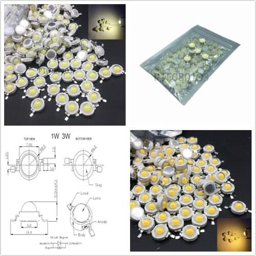 20pcs Real Full Watt CREE 1W 3W High Power LED lamp Bulb Diodes SMD 110-120LM LEDs Chip For 3W - 18W Spot light Down light