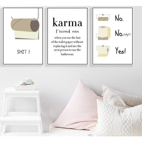 Toilet Papers Toilet English Quote Wall Art Canvas Painting Posters and Prints HD Print Wall Pictures for Washroom Decoration