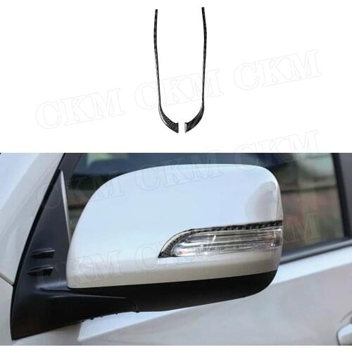 Carbon Fiber Door Rearview Mirror Cap Lamp Eyelids Trim Strip Stickers Cover For Toyota Land Cruiser Prado 2010-2018