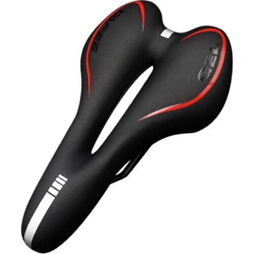 Bicycle GEL Reflective Shock Absorbing Hollow Saddle Mountain Bike PVC Fabric Soft Surface Silica Filled MTB Cycling Road Seat