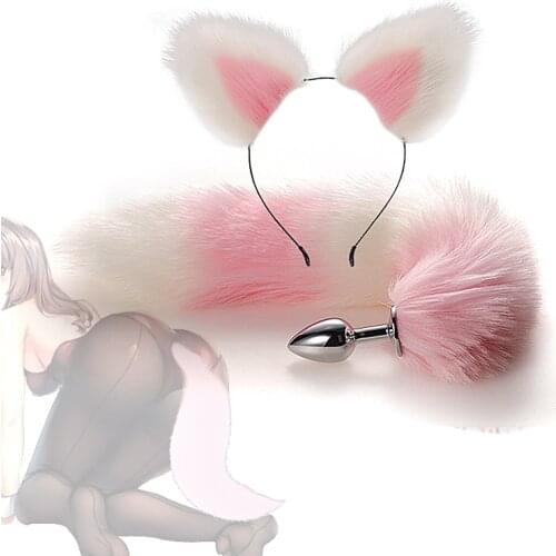 Ass Plug, Sexy Fox Metal Tail Hairpin Set 4 Colors Anal Butplug Tail Prostate Massager Ass Couple Cosplay Sexy Adult Toy Anal