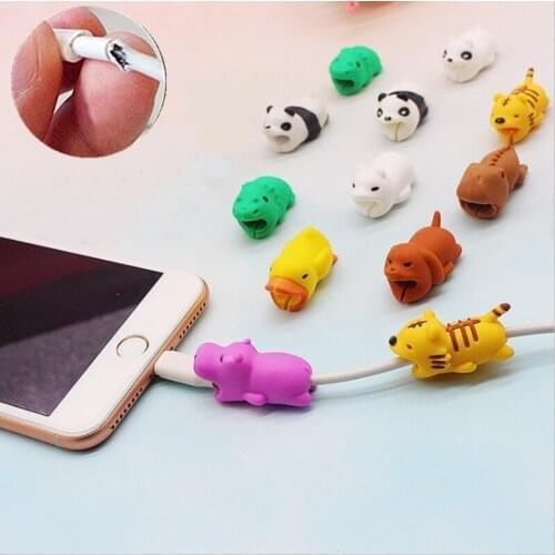 USB Cable Bite Charging Cable Protector For iPhone Data Line Protection Animal Cartoon Silicone Decor Case Wire Organizer Cover