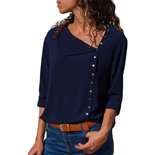 Women Blouses 2021 Fashion New Long Sleeve Skew Collar Office Chiffon Shirts Leisure Blouse Shirt Casual Slim Plus Size Tops