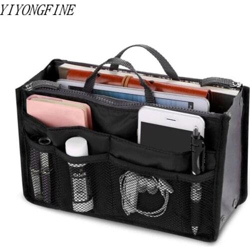 Tote Cosmetic Bag For Women Double Zipper Makeup Bag Toiletries Grooming Kit Large Nylon Travel Insert Organizer Handbag Purse