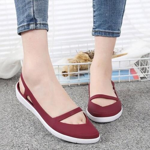 Womens Sandals Women Casual Shoes Slip on Soft heels Flat Jelly Shoes Summer Shallow Loafers Hollow Breathable Ladies Shoes New