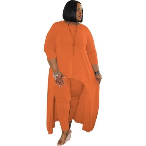 Plus Size Two Piece Set Women Clothing Long Tops Fitness Pant Tracksuit Loungewear Fall Outfits Casual Workout Matching Sets 5XL