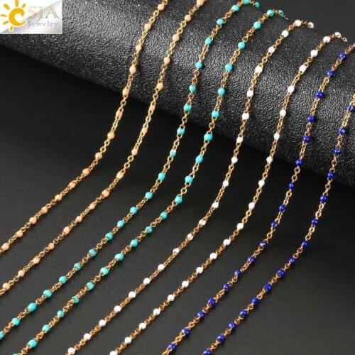 CSJA Fashion Women Stainless Steel Necklace Woman Gold Color Beaded Luxe Chain Necklaces Wedding Gift Collier Femme 2021 S673