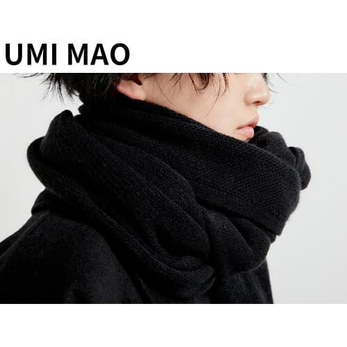 UMI MAO Winter Niche Yamamoto Dark Black Fried Chicken Soft Long Knitted Scarf Two Colors