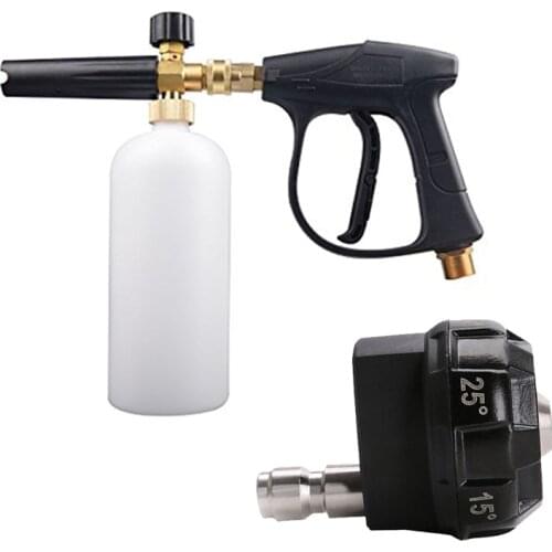 1 Pcs 1L Car Wash Pressure Washer Adjustable Snow Foam Lance & 1 Pcs Spray Nozzle Adjustable 1/4 Inch Quick Connect