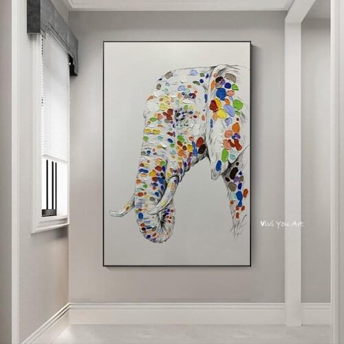 100% Hand paintd Modern elephant wall decoration hand-painted interior decoration art wall canvas oil painting