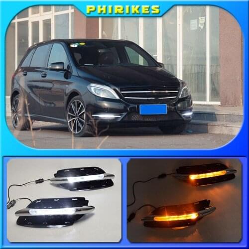 2pcs For Mercedes-Benz B-Class W245 B180 B200 11-13 White LED DRL Yellow turn signals