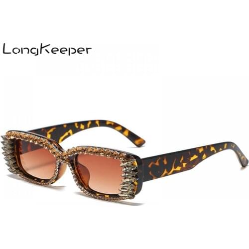 2020 Fashion Square Diamond Sunglasses Women Men Luxury Brand Travel Small Rectangle Rhinestone Sun Glasses Ladies UV400 Oculos