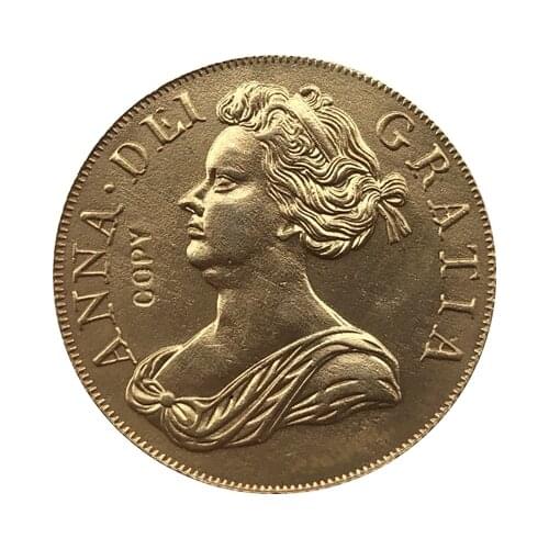 24 - K gold plated 1711 United Kingdom 1 Guinea - Anne coins copy
