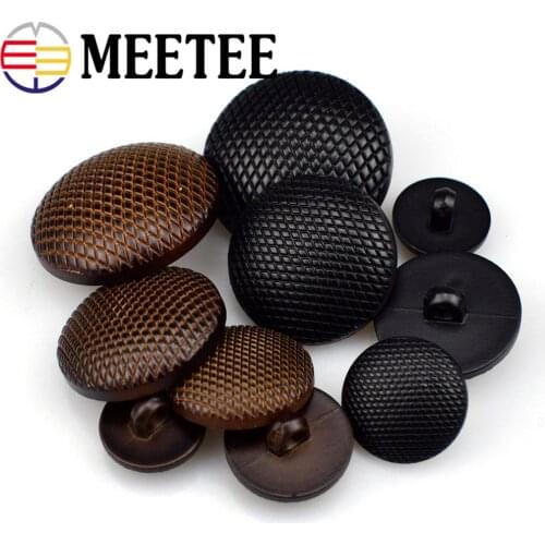 50p Meetee 15-30mm ABS Plastic Resin Buttons Imitation Leather Shank Botones DIY Sewing Suit Coat Clothes Scrapbooking Accessory