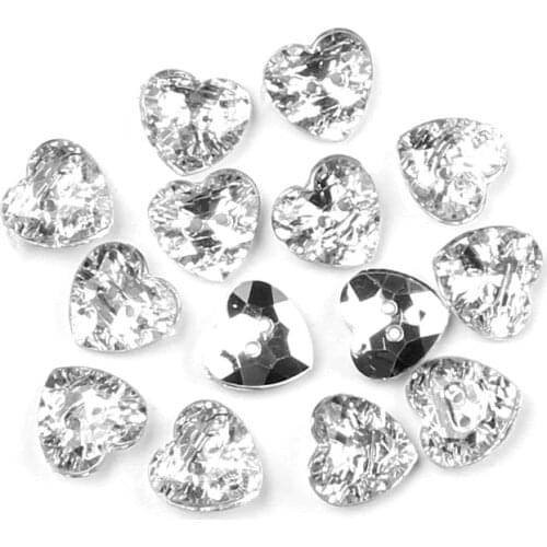 100Pcs 2 Hole Silver Heart Acrylic Sewing Buttons For Clothes Scrapbooking Decorative Botones Handicraft DIY Sewing Accessories