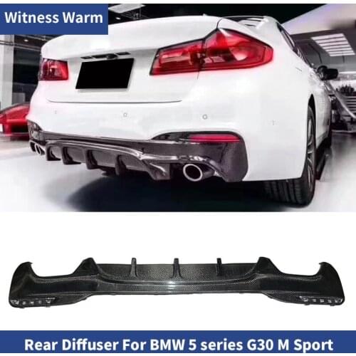 Car Rear Bumper Diffuser for BMW 5 Series G30 with M sport edition 540i Sedan 4-Door 2018 2019 with 4 Exhaust Tips