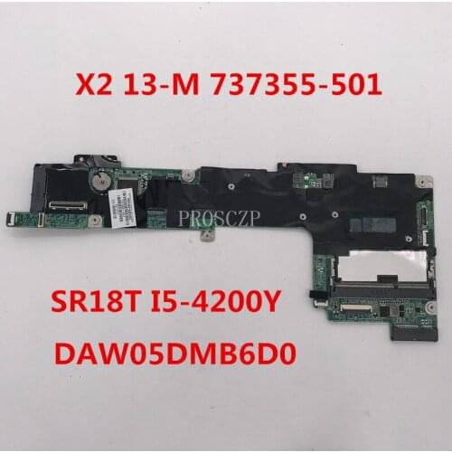Free shipping For X2 13-M Laptop motherboard 737355-501 737355-601 737355-001 DA0W05DMB6D0 With SR18T I5-4200Y CPU working well