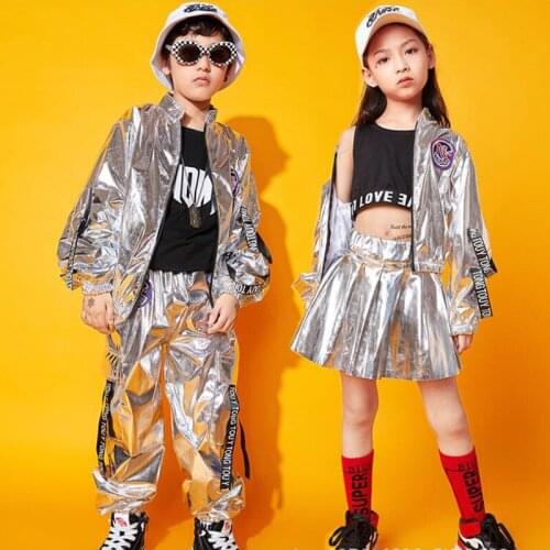 Kids Hip Hop Drum Clothing Zip Up Jacket Top Coat Streetwear Tactical Cargo Pants Skirt For Girls Boys Dance Clothes Costume