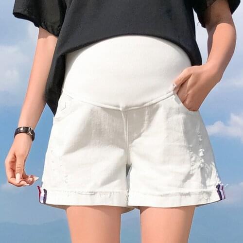 Plus Size 4XL Pregnant Womens Denim Shorts Summer Loose Belly Pants For Maternity Pregnancy High-waisted Pantalon Clothes