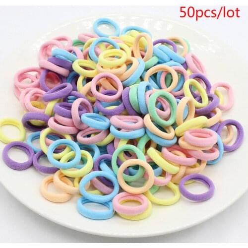 50pcs/lot Candy Color Elastic Hair Band Girls Hair Rope Rubber Bands Gum for Hair Kid Ponytail Hair Rubber Band Hair Accessories