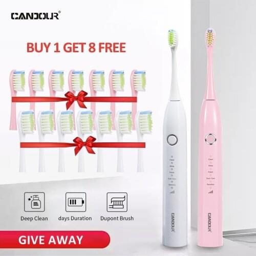 CANDOUR CD5166 Sonic electric toothbrush Rechargeable sonic Toothbrush Automatic Rechargeable with 16Pcs Replacement Brush Head