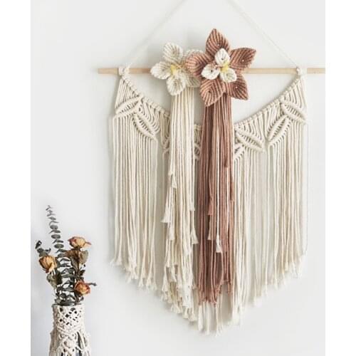 Petal hand tapestry woven cotton rope study living room background wall decoration weaving tapestry