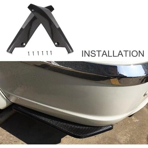 JEAZEA Universal ABS Carbon Fiber Rear Bumper Lip Angle Splitters Diffuser Fin Scratch Protector Car Side Skirt Extensions Set