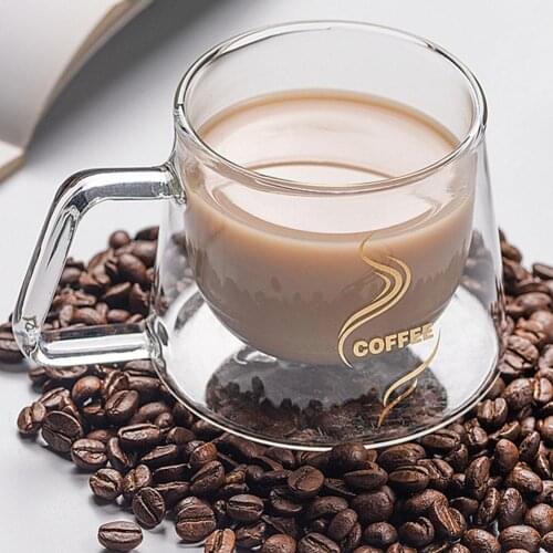 Creative Double Bottom Mug Glass Coffee Term High Borosilicate Double-layer Cup Mug Fashion Cup Coffee Square Gram P7J4